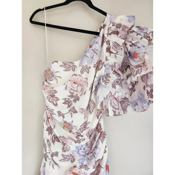 NWT Magali Pascal Desa One-Shoulder Ruffle Mini Dress Size M Floral #MC408 - Picture 7 of 14
